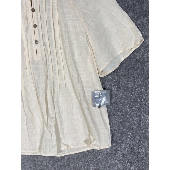 Falls Creek Short Sleeve Woven Pintuck Ruffle Pleated Top Womens Size Medium NWT - Picture 8 of 15